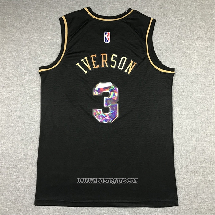 Camiseta Golden Edition Philadelphia 76ers Allen Iverson #3 2021-22 Negro
